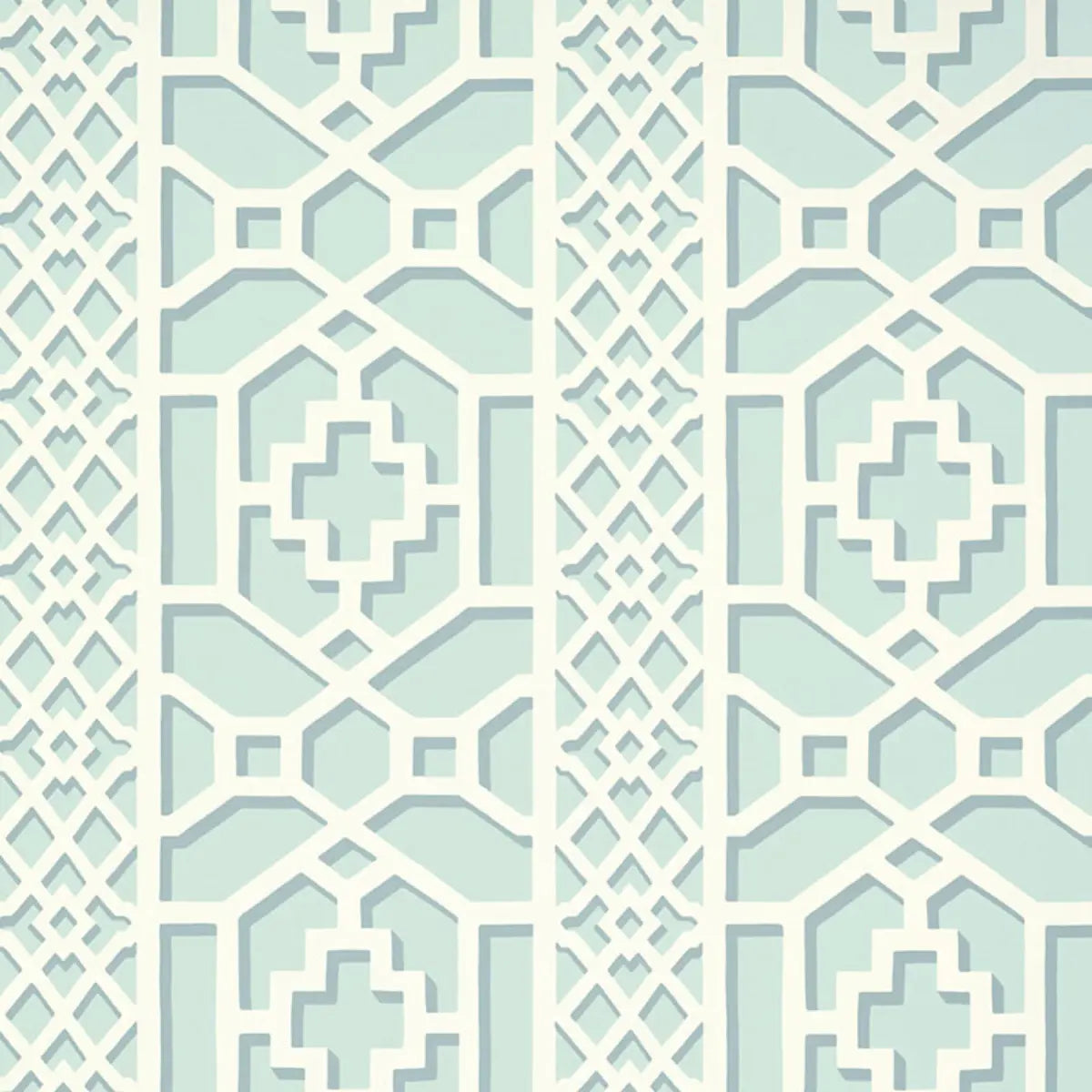 Zanzibar Trellis Wallpaper - Winter Mint