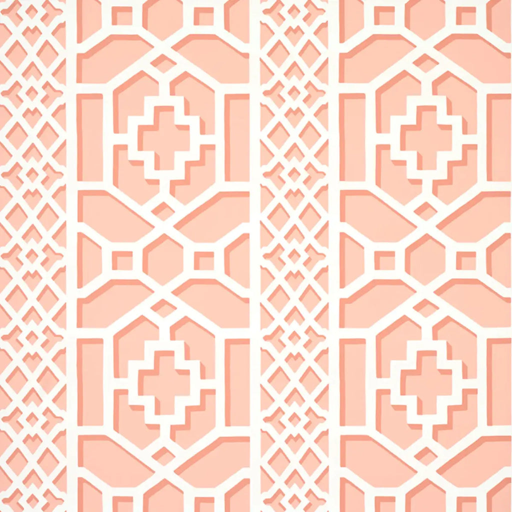 Zanzibar Trellis Wallpaper - Coral