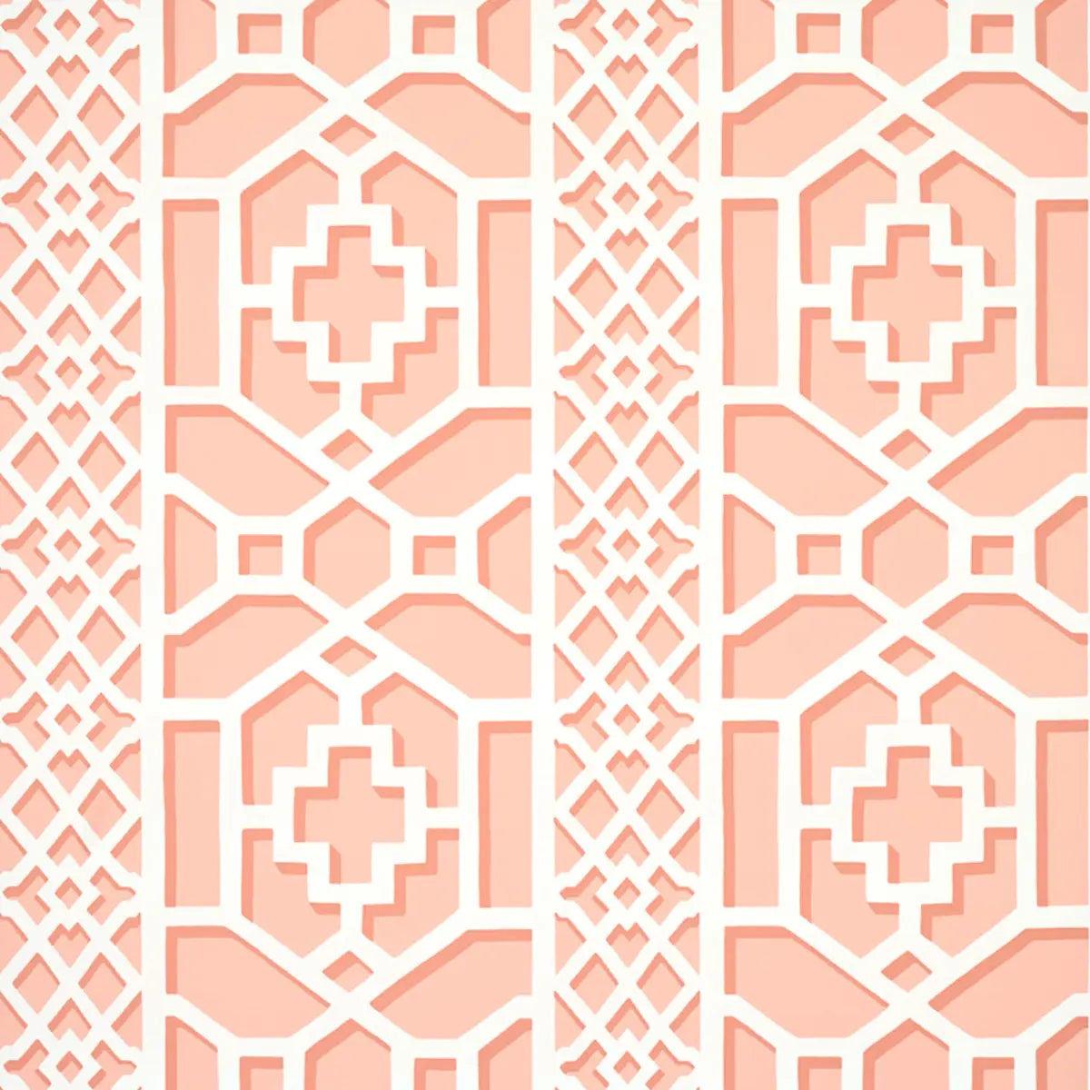 Zanzibar Trellis Wallpaper - Coral