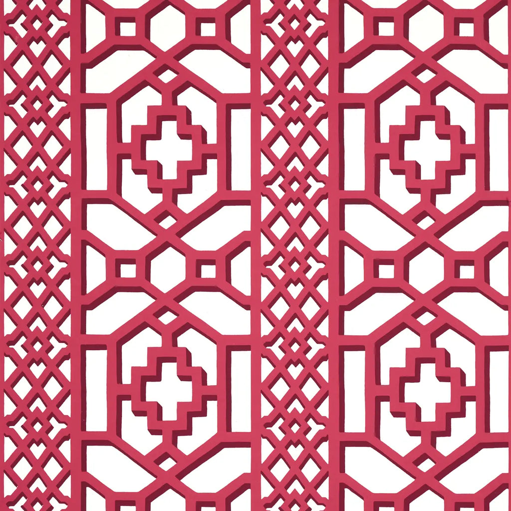 Zanzibar Trellis Wallpaper - Laquer Red