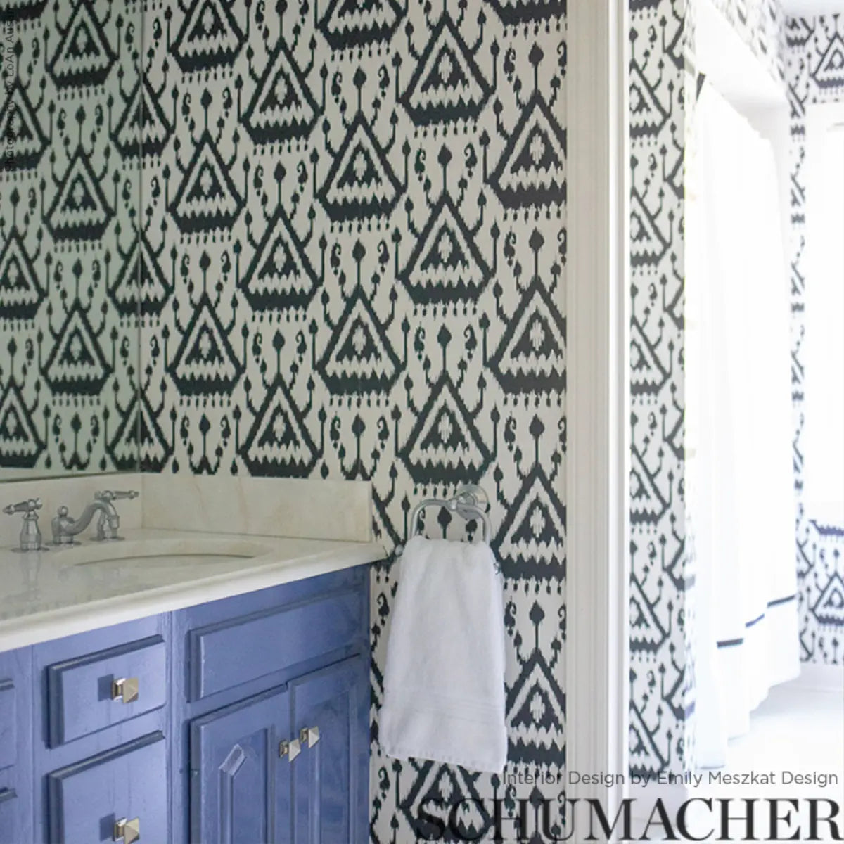 Vientiane Ikat Wallpaper in an interior setting