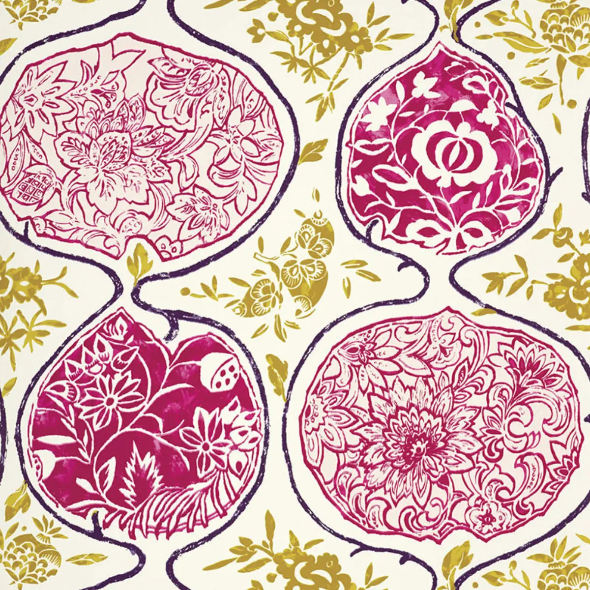 Katsugi Wallpaper - Fuchsia & Chartreuse