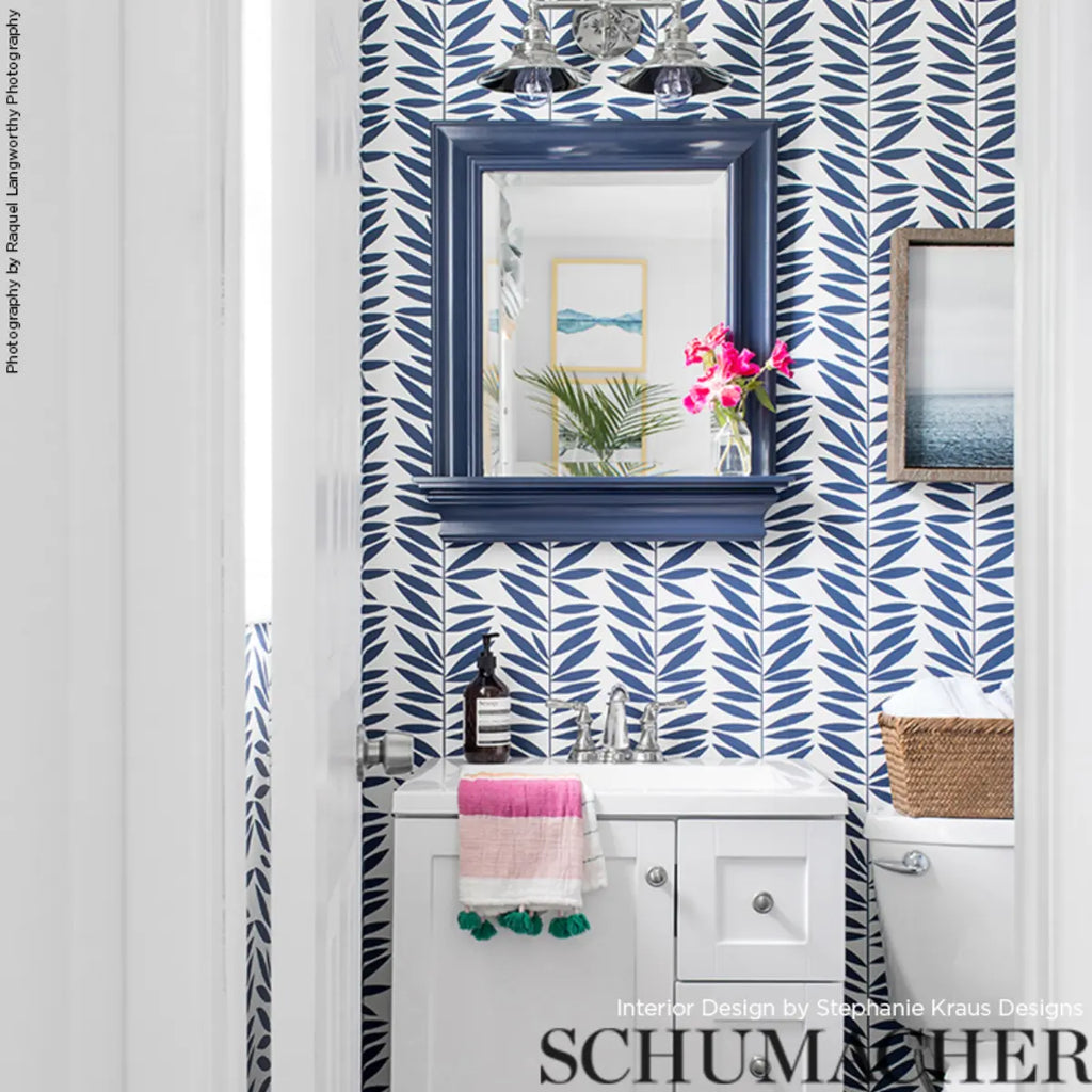 Leaf Stripe Wallpaper in an interior setting
