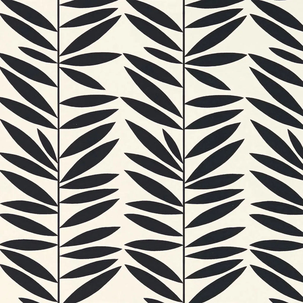 Leaf Stripe Wallpaper - Ebony