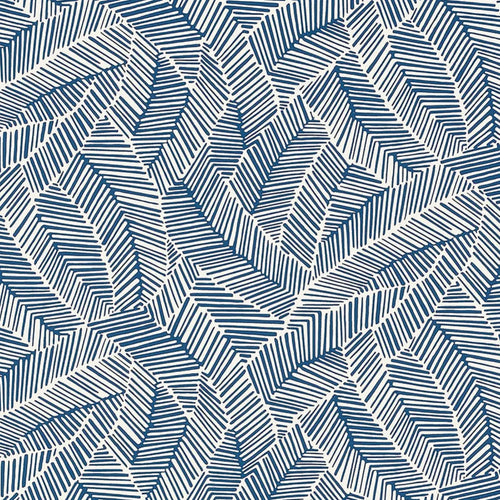 Abstract Leaf Wallpaper - Navy