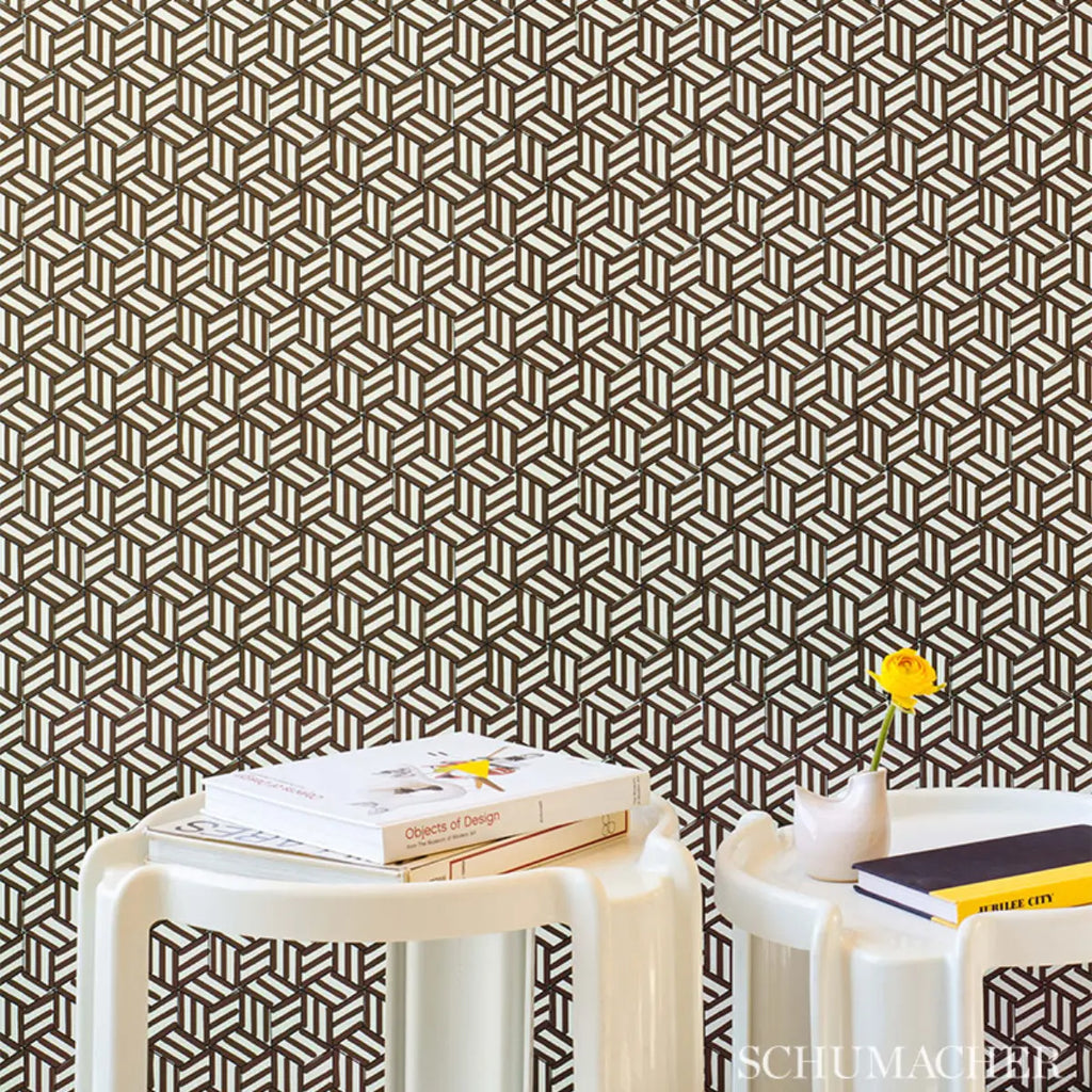 Tumbling Blocks Wallpaper in an interior setting