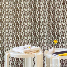 Load image into Gallery viewer, Tumbling Blocks Wallpaper in an interior setting
