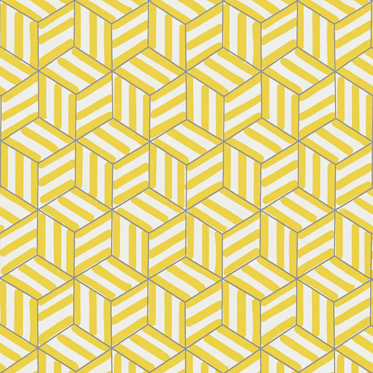 Tumbling Blocks Wallpaper - Citron