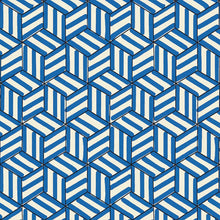 Load image into Gallery viewer, Tumbling Blocks Wallpaper - Cobalt