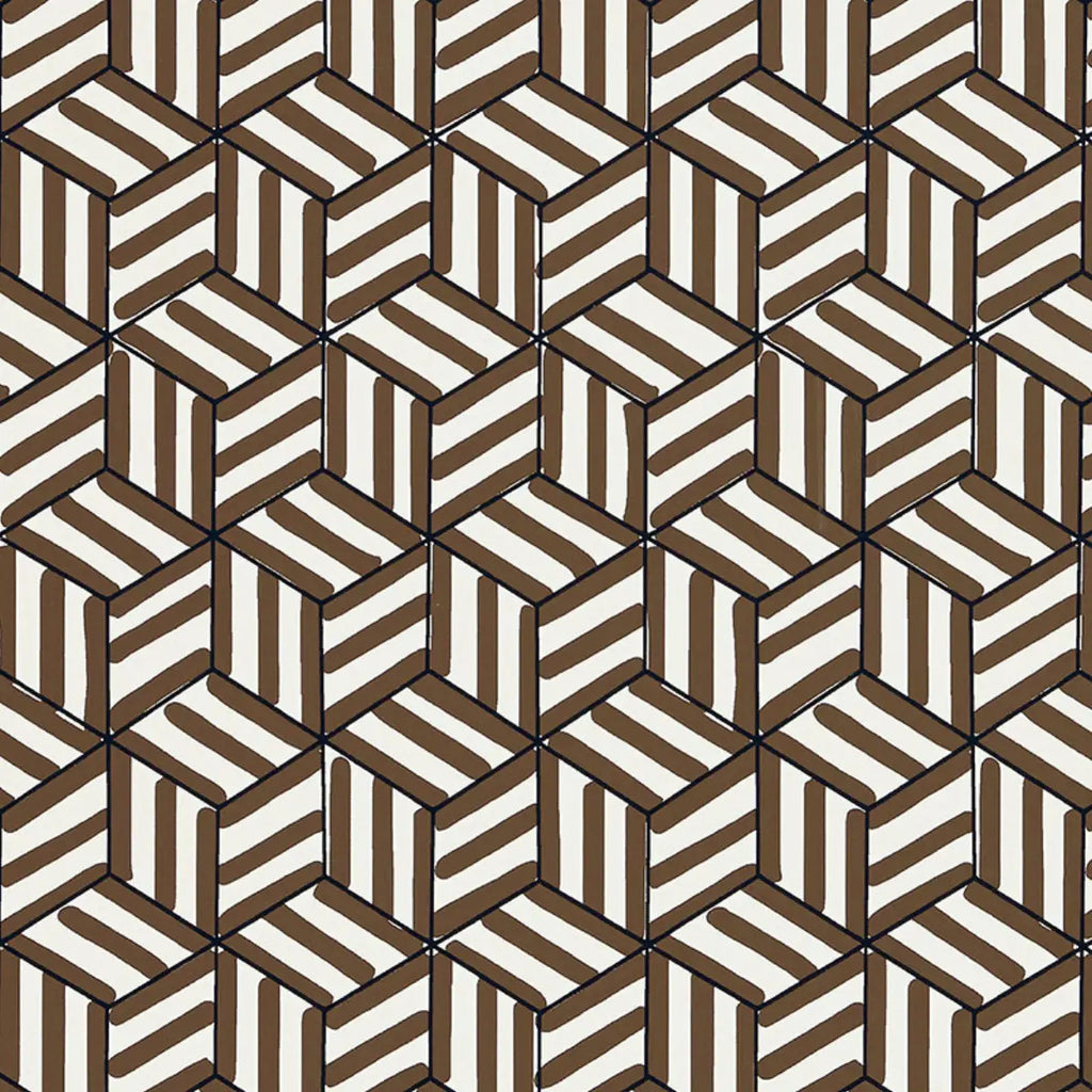 Tumbling Blocks Wallpaper - Chocolate