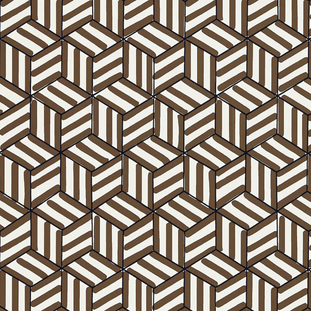 Tumbling Blocks Wallpaper - Chocolate