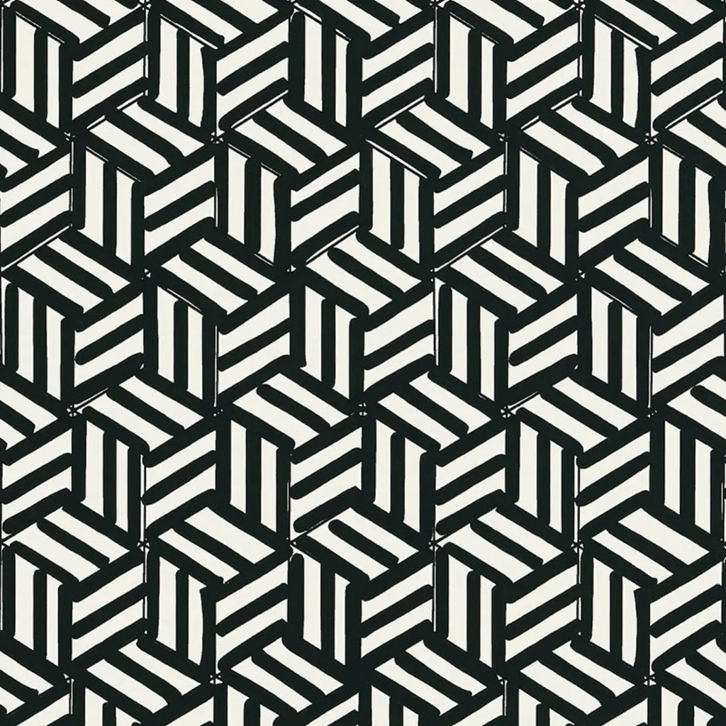 Tumbling Blocks Wallpaper - Black