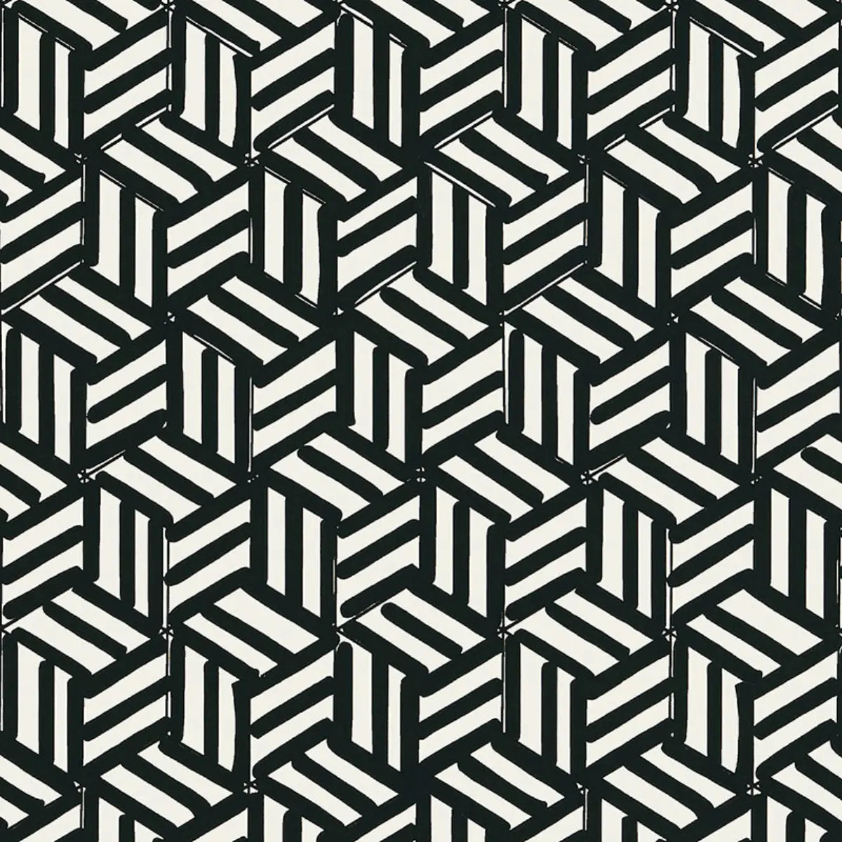 Tumbling Blocks Wallpaper - Black