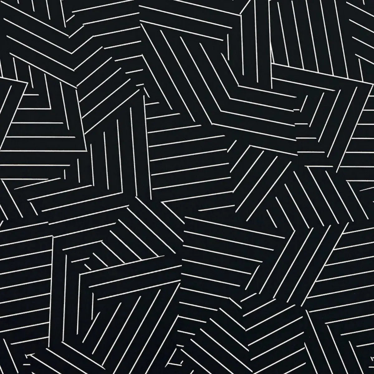 Deconstructed Stripe Wallpaper - Ivory On Black