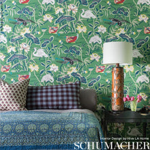 Load image into Gallery viewer, Lotus Garden Wallpaper in an interior setting
