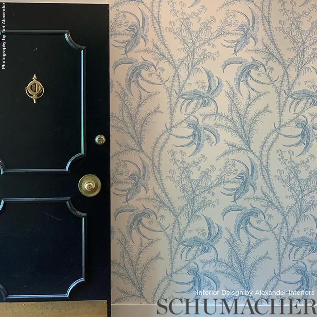 Ocean Toile Wallpaper in an interior setting