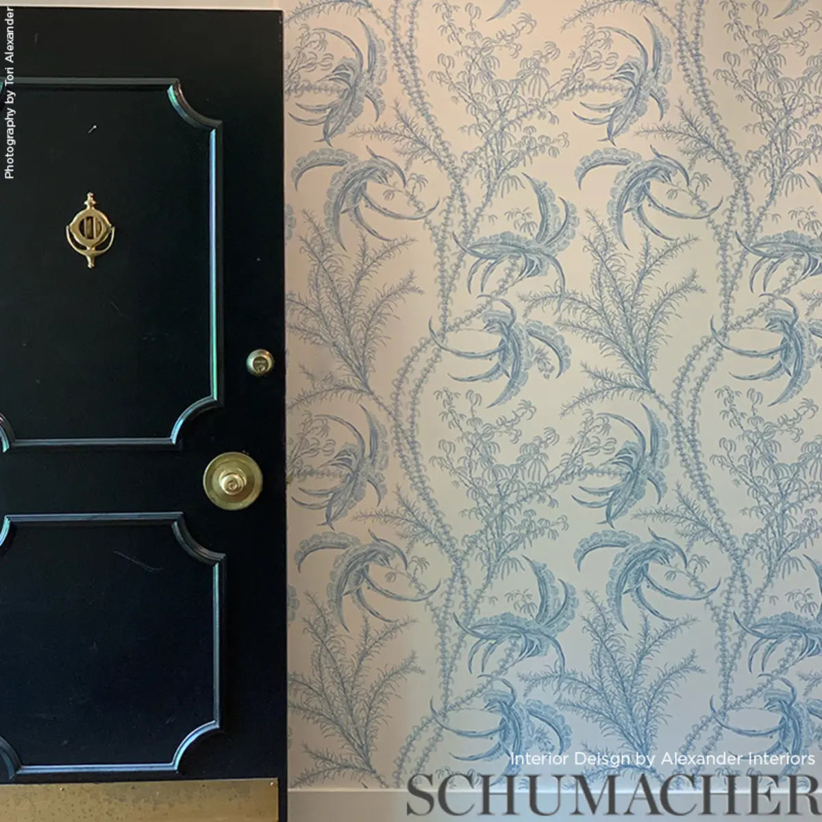 Ocean Toile Wallpaper in an interior setting
