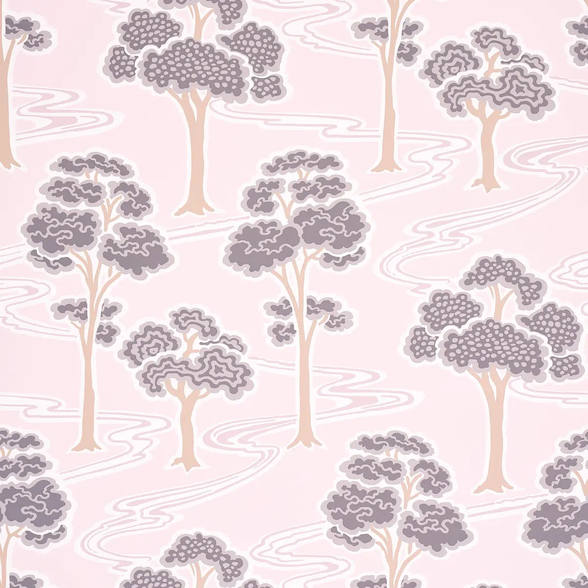Tree River Wallpaper - Blush