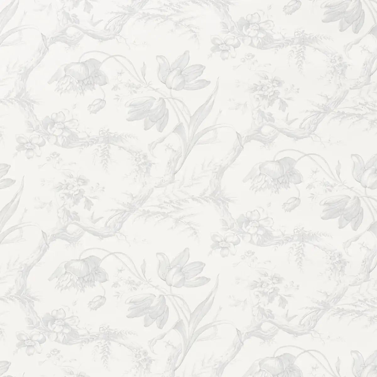 Toile De Fleurs Wallpaper - Grisaille