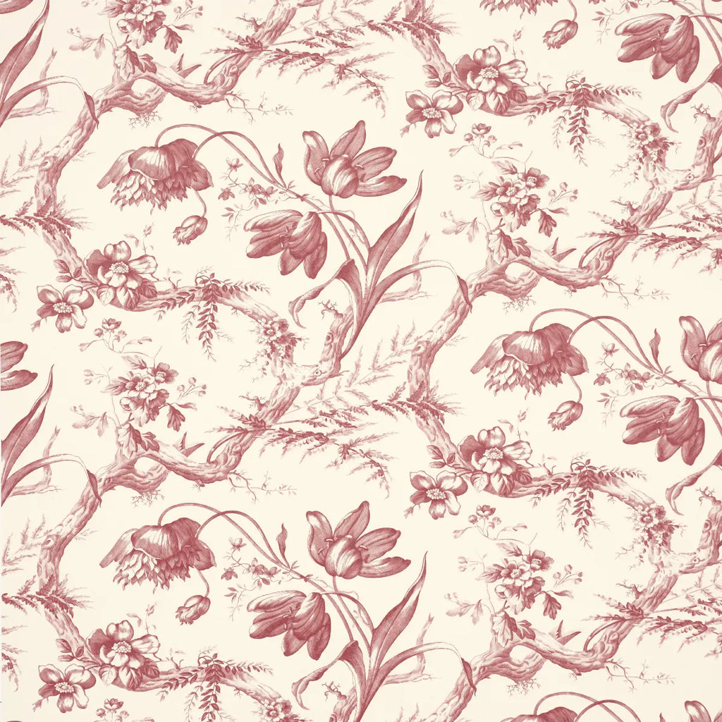 Toile De Fleurs Wallpaper - Rouge