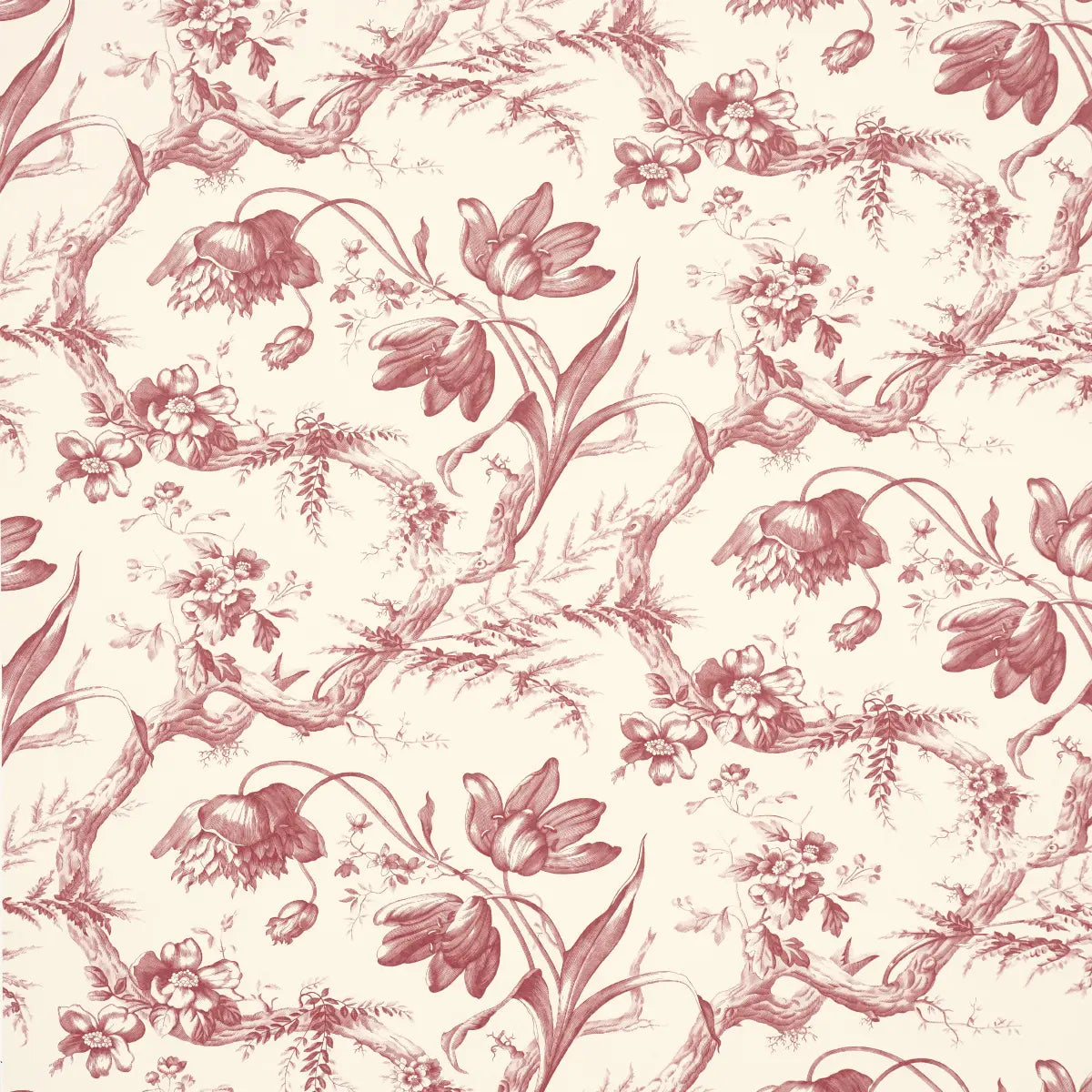 Toile De Fleurs Wallpaper - Rouge