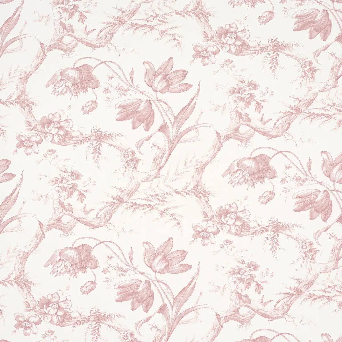 Toile De Fleurs Wallpaper - Pink