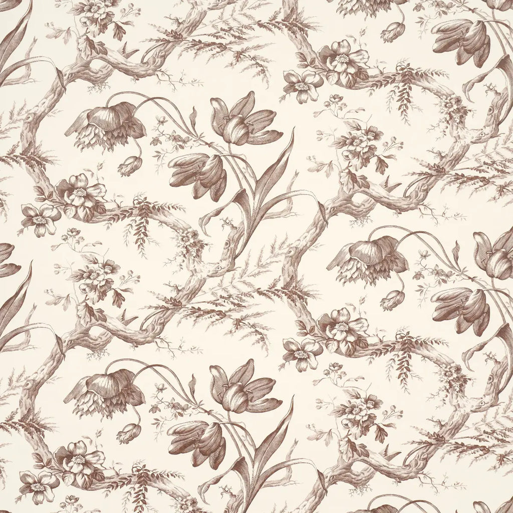 Toile De Fleurs Wallpaper - Fawn