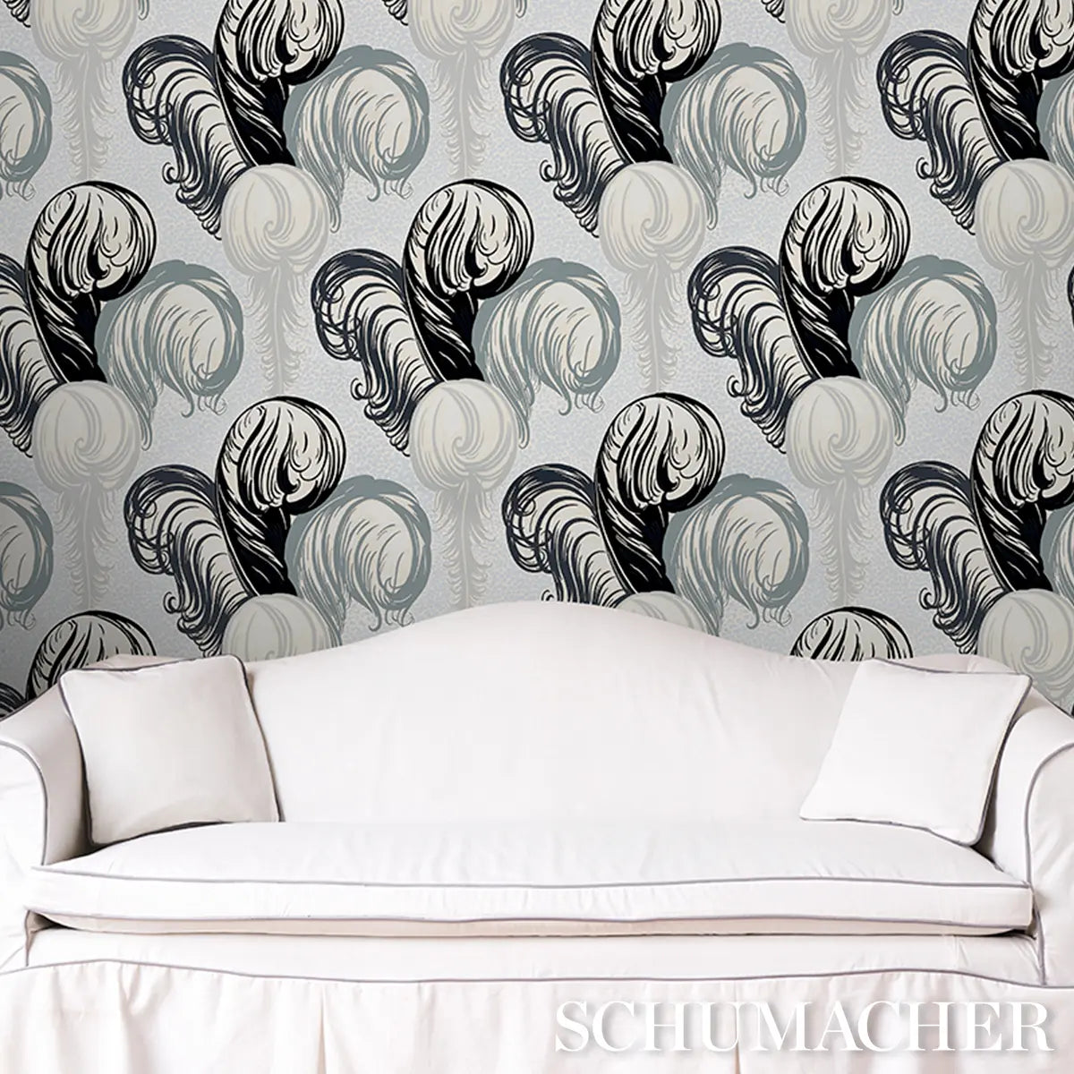 Plumes Wallpaper in an interior setting