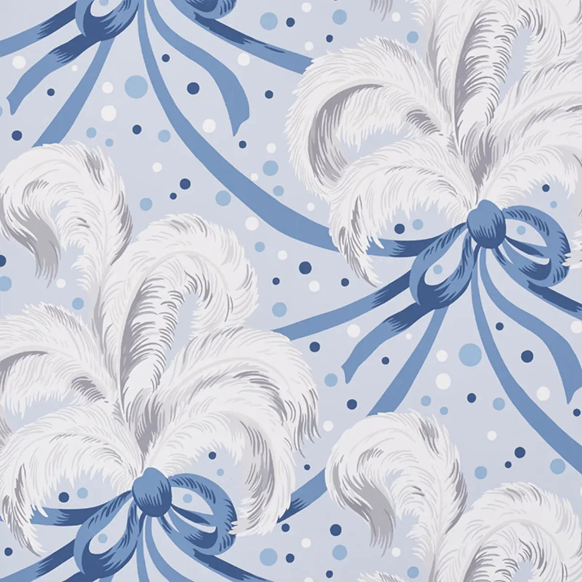 Plumes Et Rubans Wallpaper - Blue