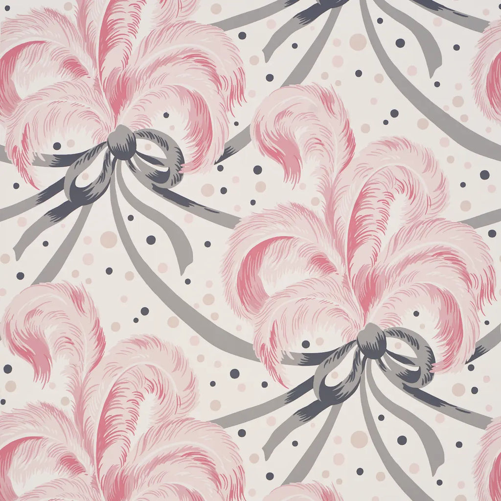 Plumes Et Rubans Wallpaper - Blush