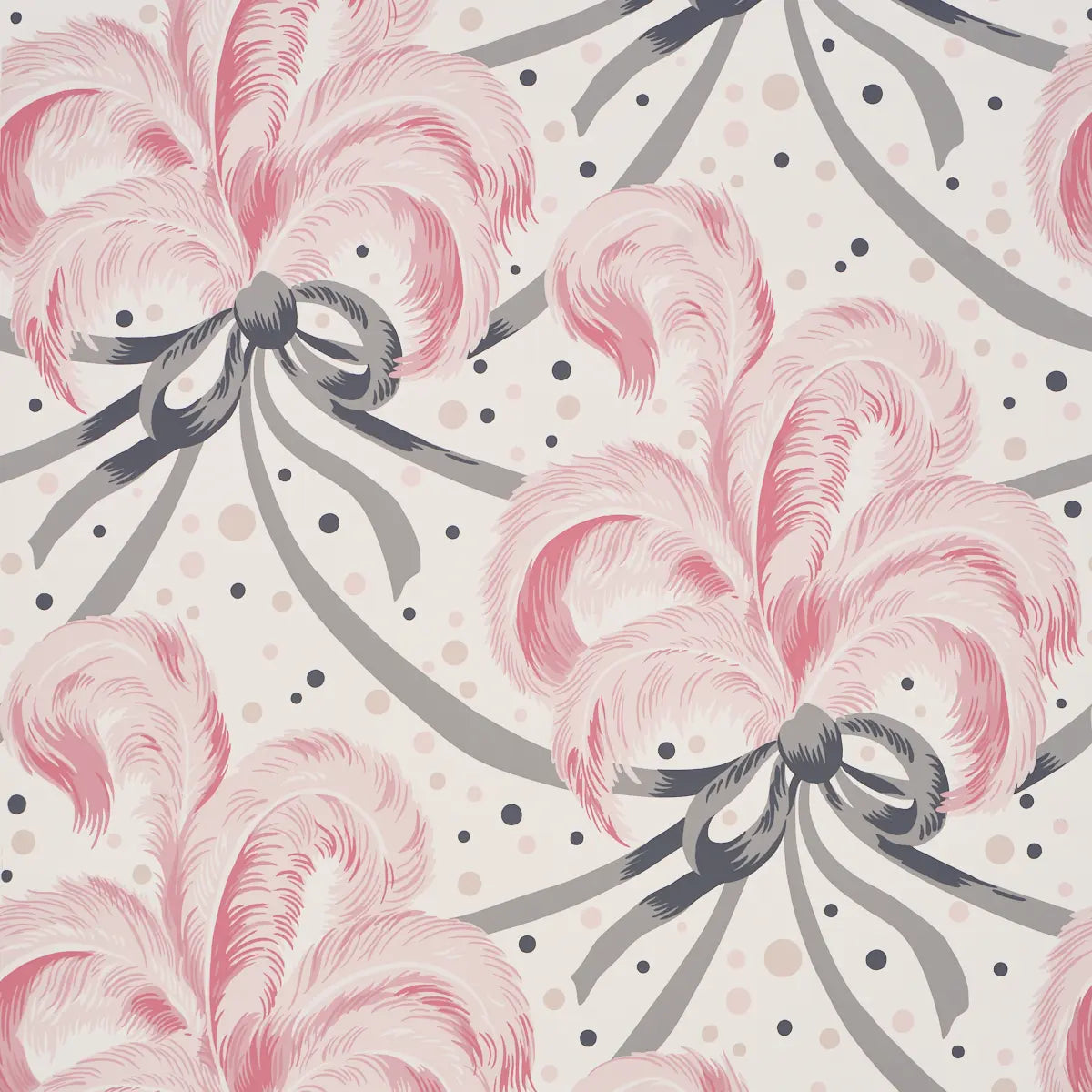 Plumes Et Rubans Wallpaper - Blush