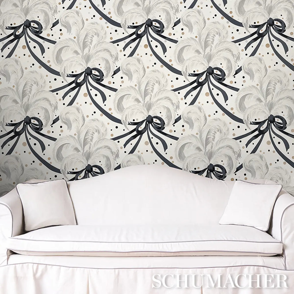 Plumes Et Rubans Wallpaper in an interior setting