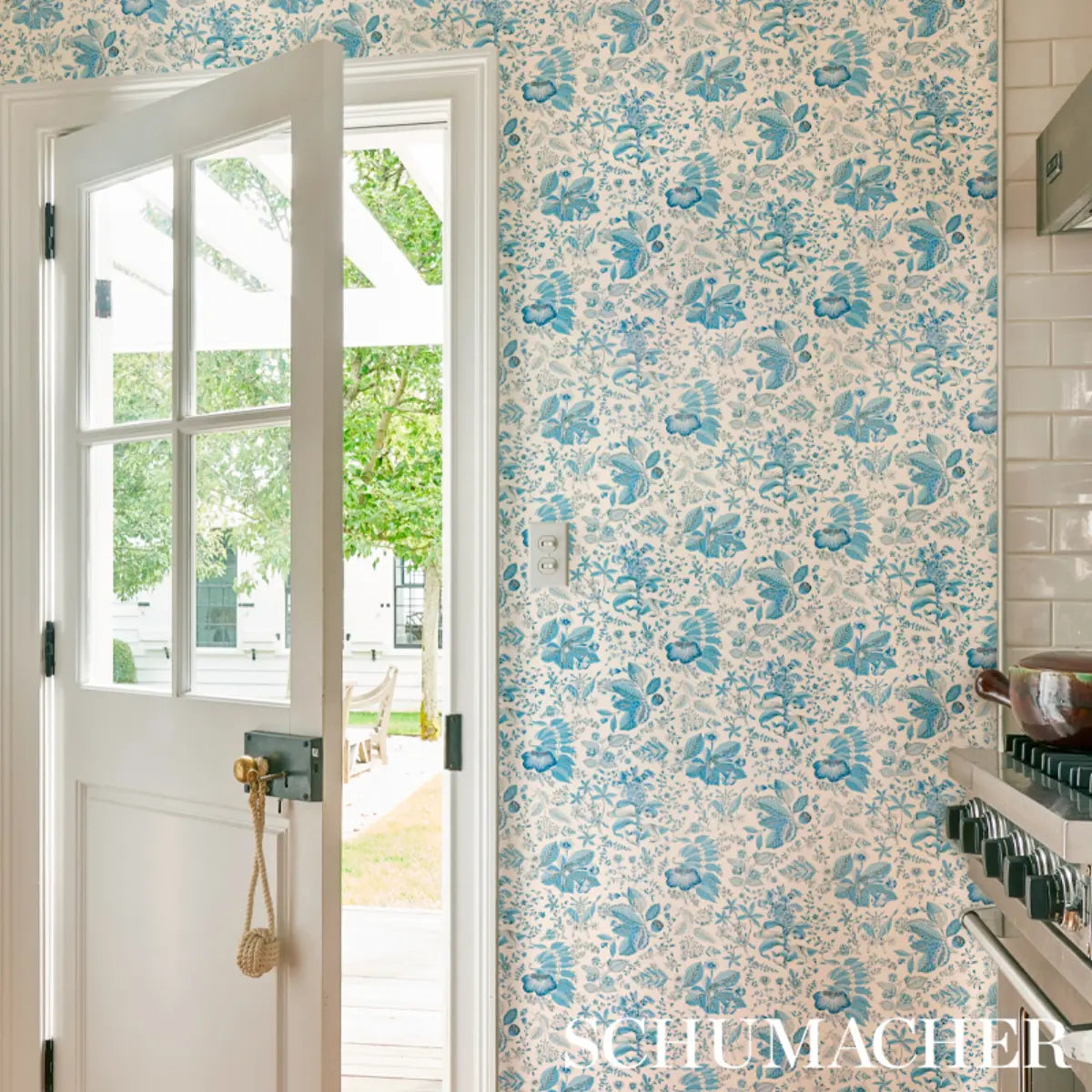 Pomegranate Botanical Wallpaper in an interior setting