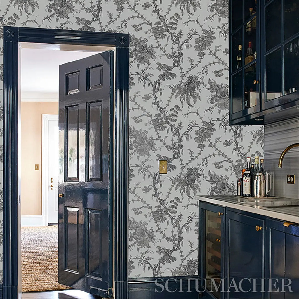 San Cristobal Toile Wallpaper in an interior setting