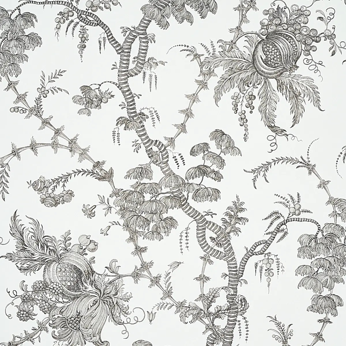 San Cristobal Toile Wallpaper - Black
