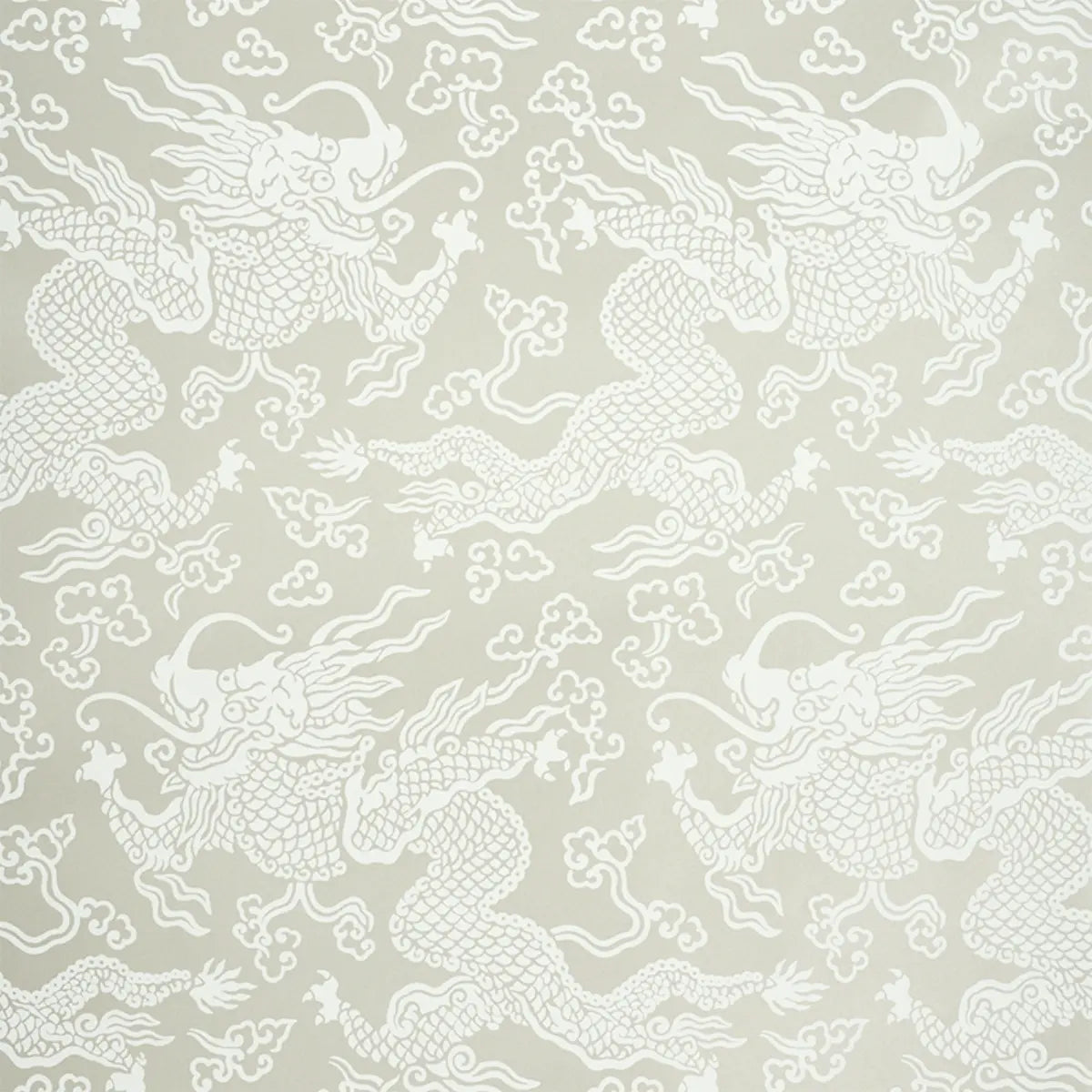 Ruan Dragon Damask Wallpaper - Warm Silver