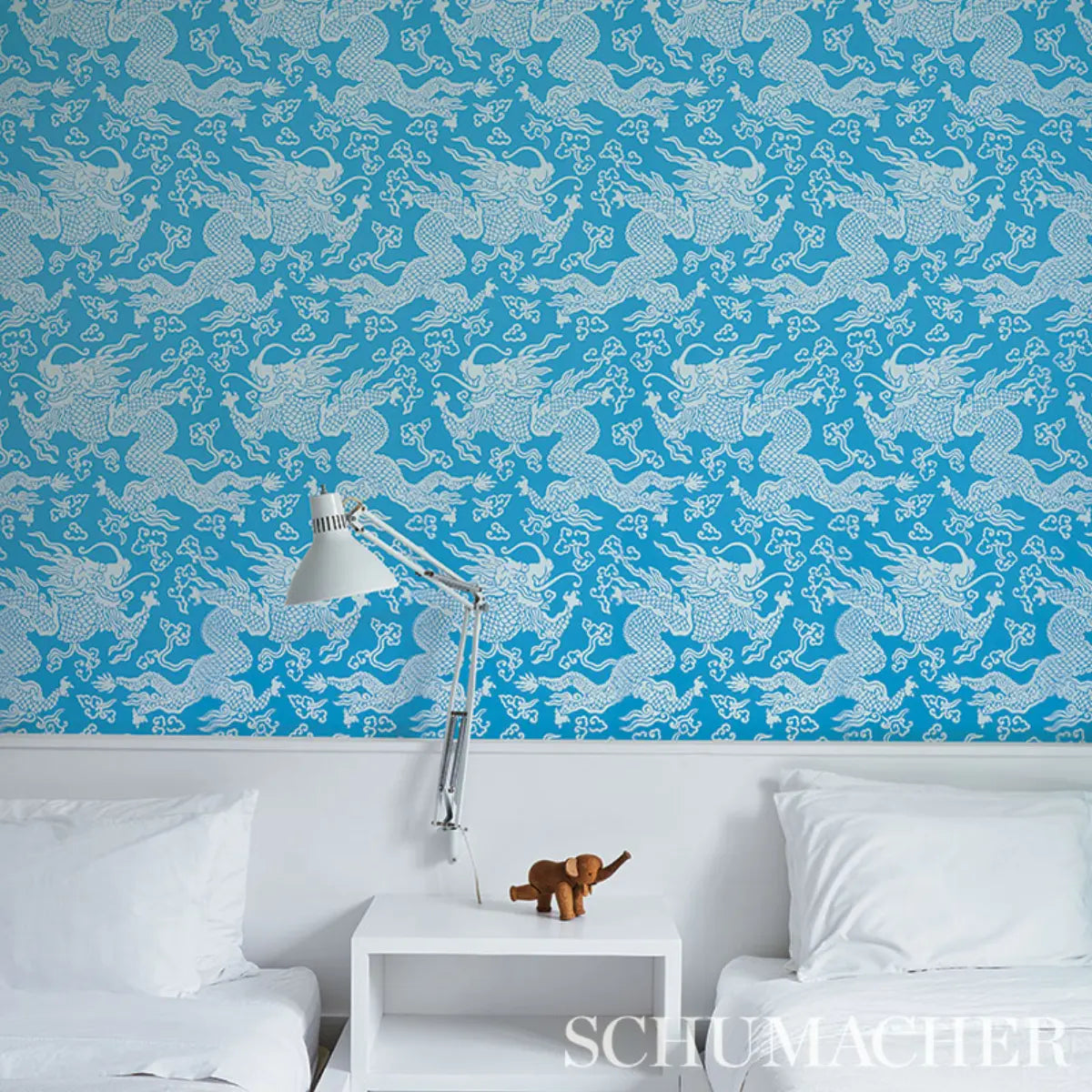 Ruan Dragon Damask Wallpaper in an interior setting