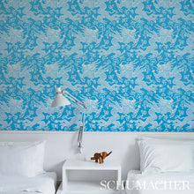 Load image into Gallery viewer, Ruan Dragon Damask Wallpaper in an interior setting