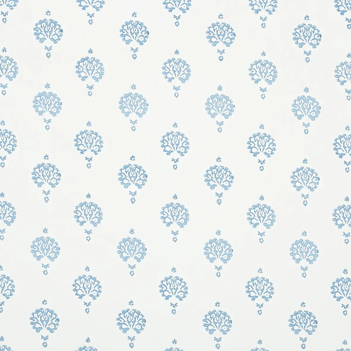 Dahlia Hand Blocked Print Wallpaper - Blue