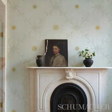 Load image into Gallery viewer, Palladio Trellis Wallpaper in an interior setting