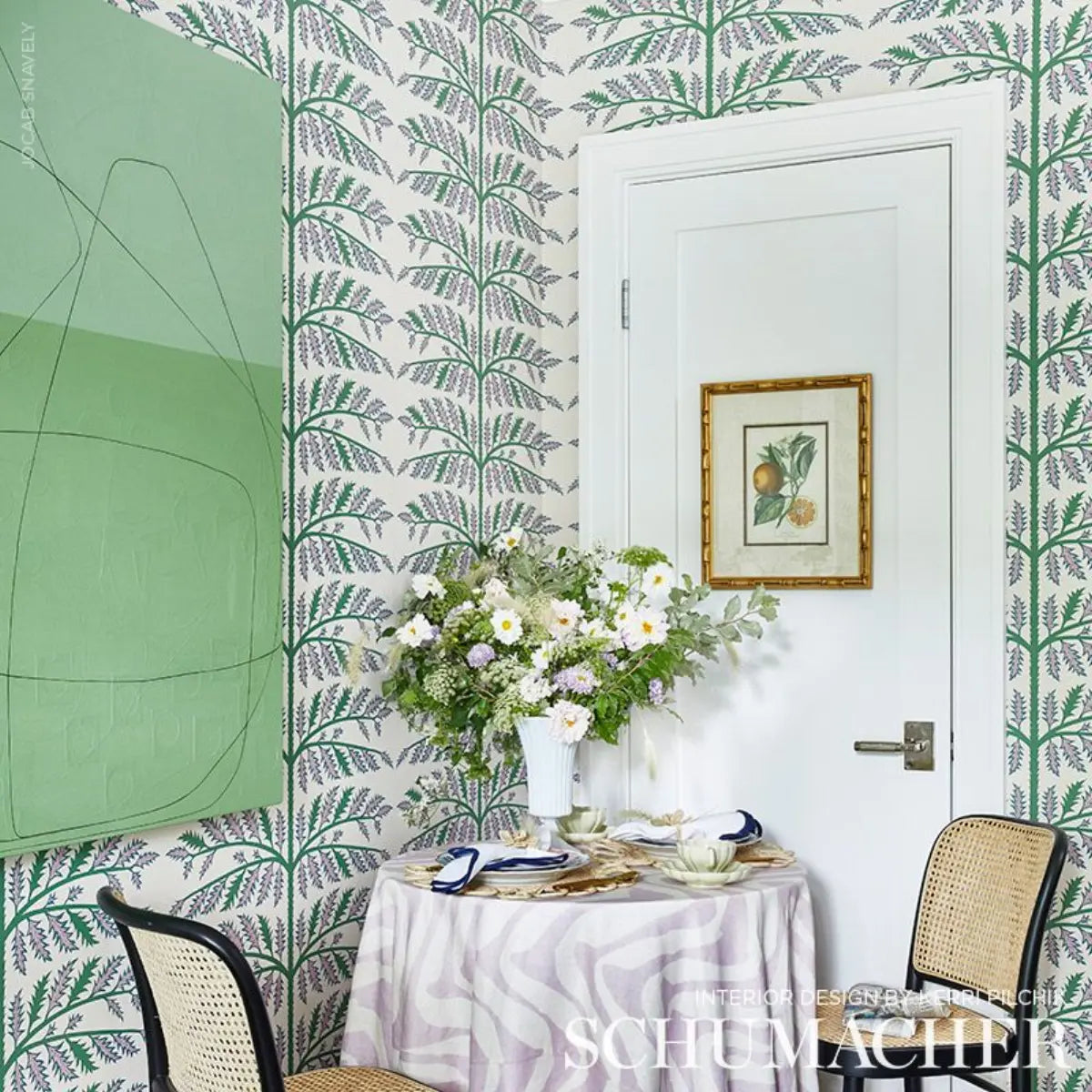 Thistle Wallpaper in an interior setting