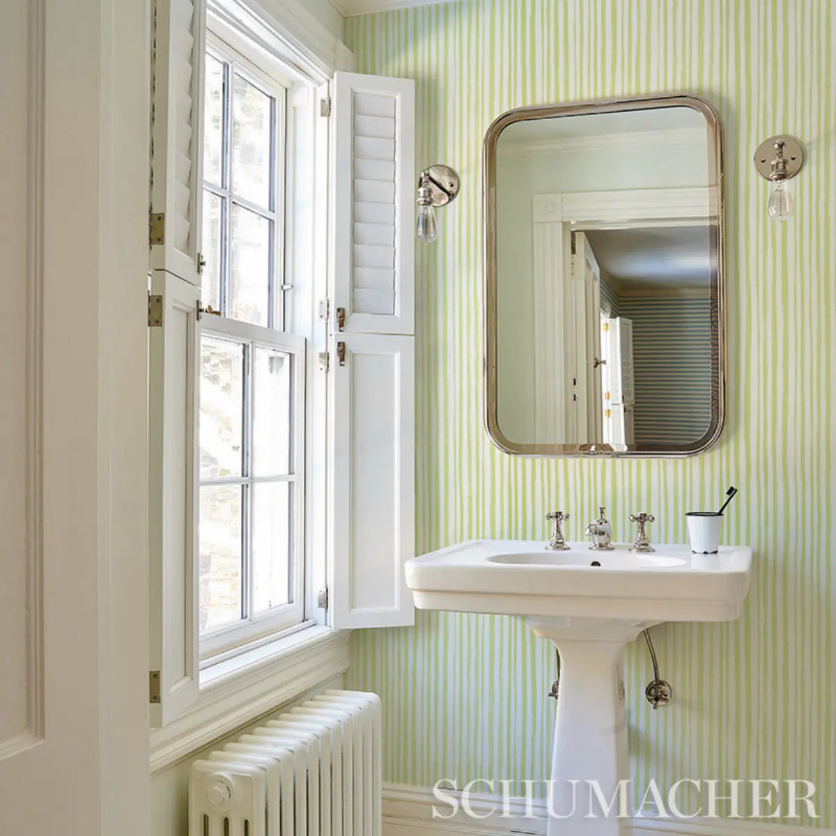 Sketched Stripe Wallpaper in an interior setting