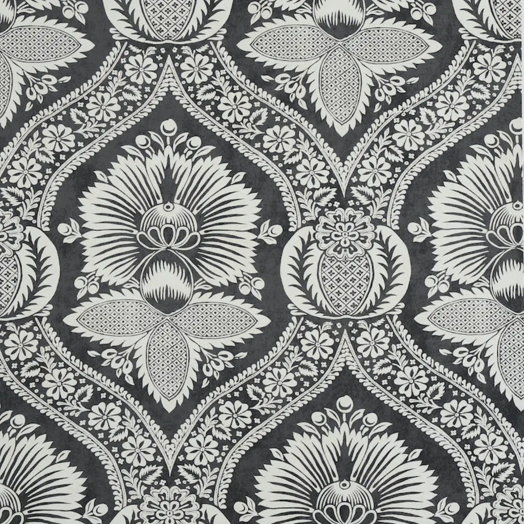 Villandry Damask Print Wallpaper - Black