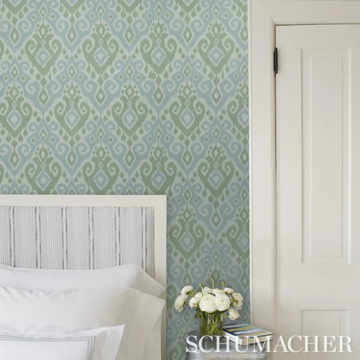 Dedra Damask Wallpaper in an interior setting