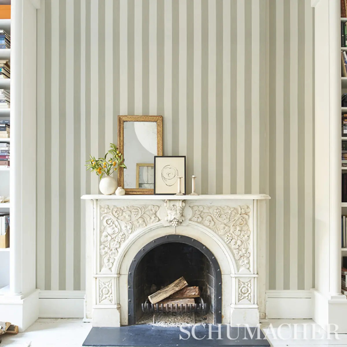 Edwin Stripe Wide Wallpaper in an interior setting