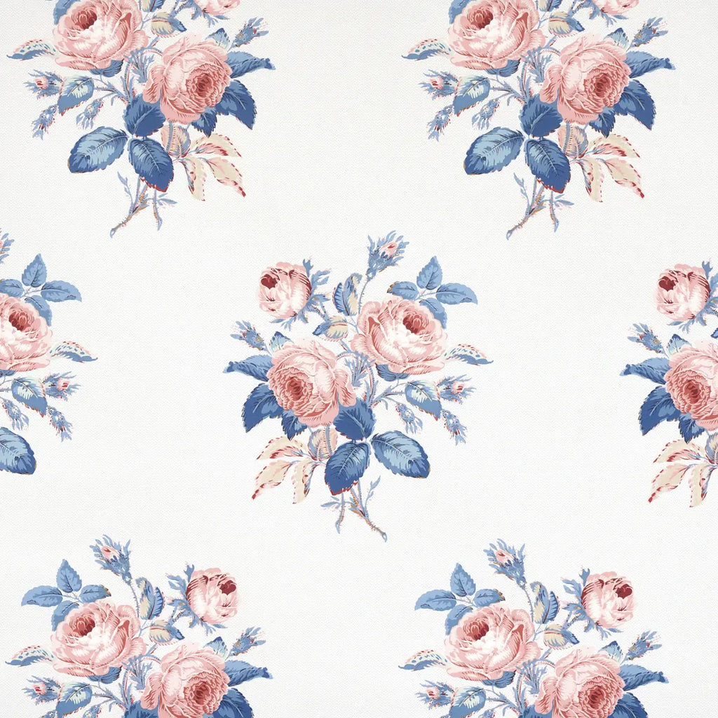 Loudon Rose Wallpaper - Rose & Blue