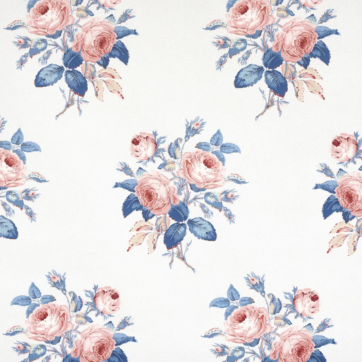 Loudon Rose Wallpaper - Rose & Blue