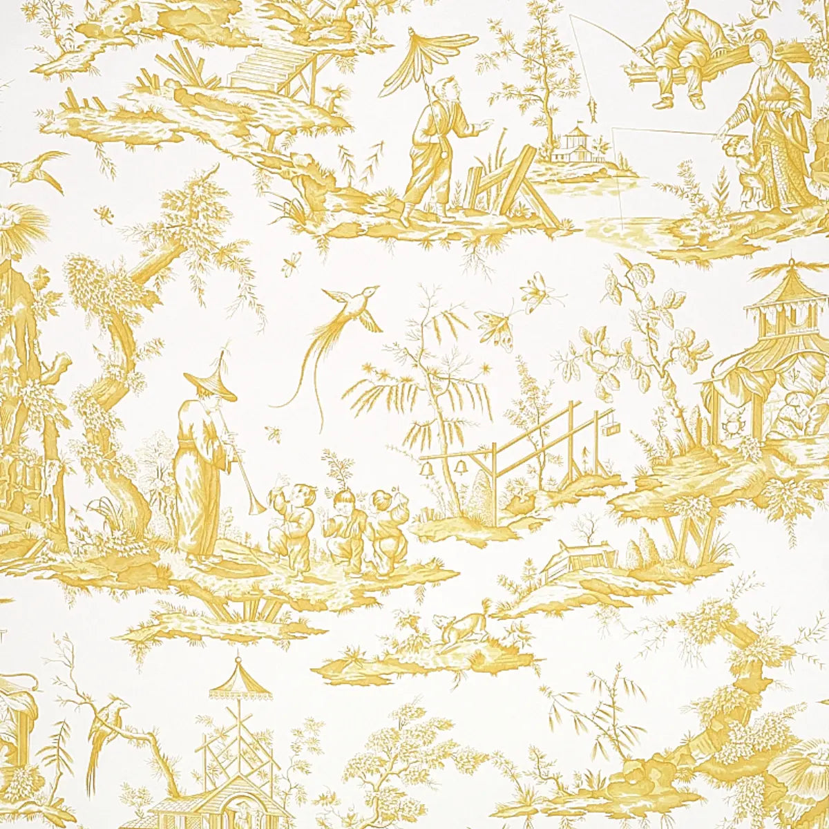 Shengyou Toile Wallpaper - Yellow