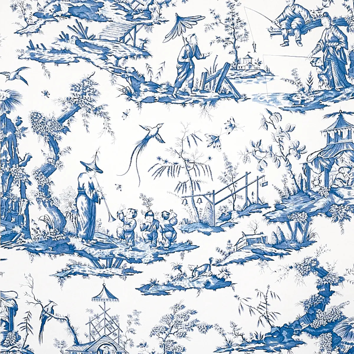 Shengyou Toile Wallpaper - Blue