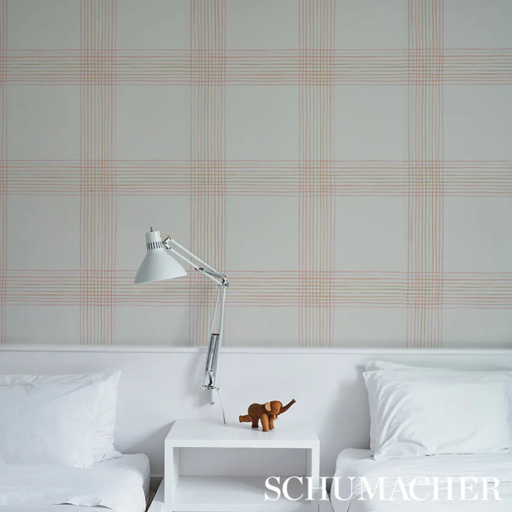 Minerva Plaid Wallpaper in an interior setting